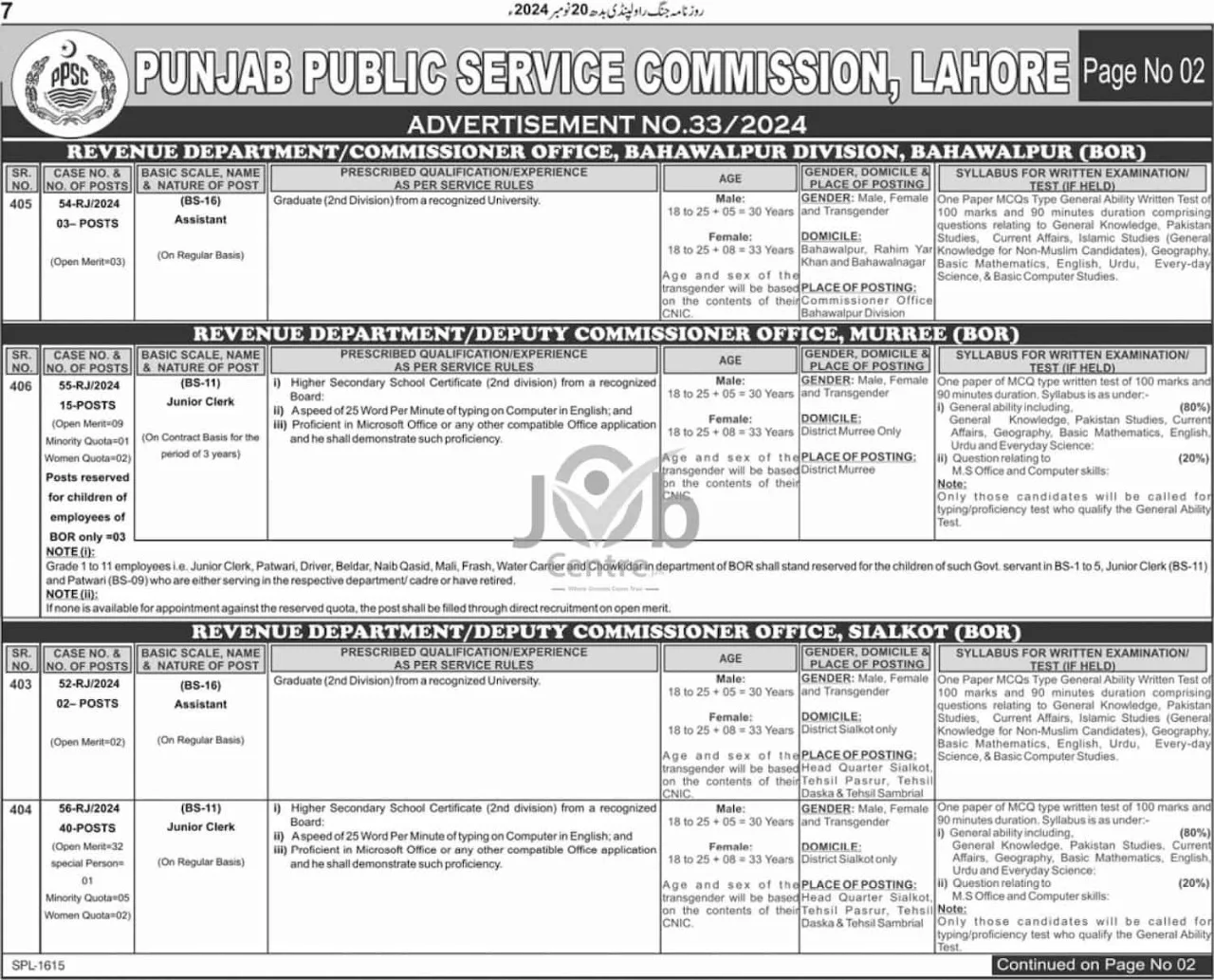 Revenue Department Jobs