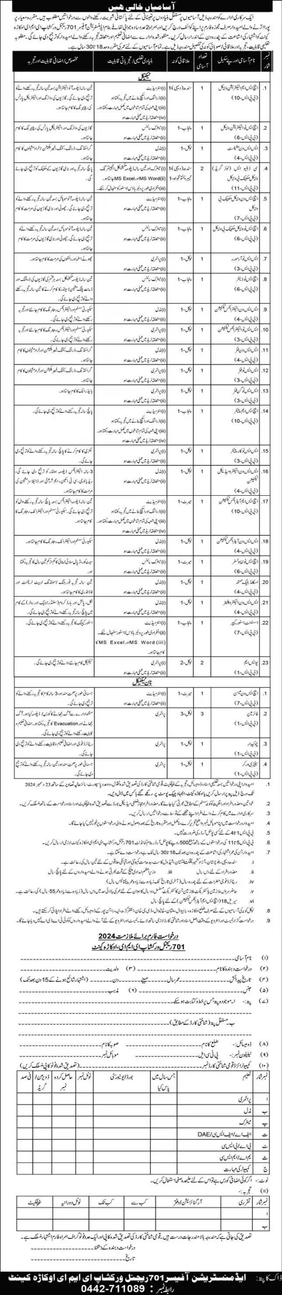 701 Regional Workshop EME Okara Jobs 2024