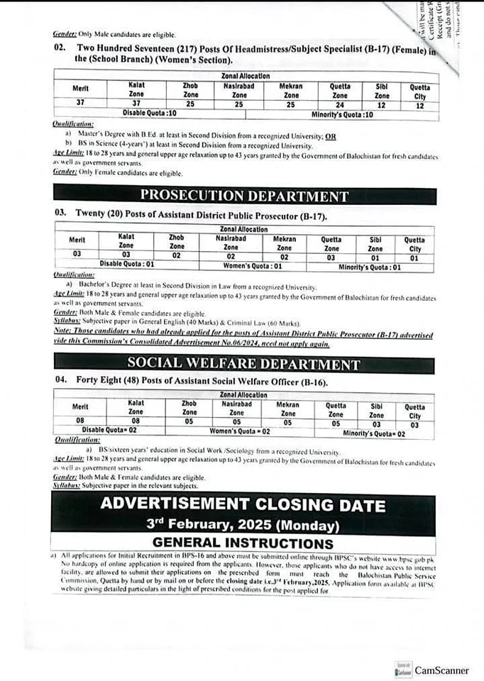 BPSC Jobs Advertisement No 19 Jobs