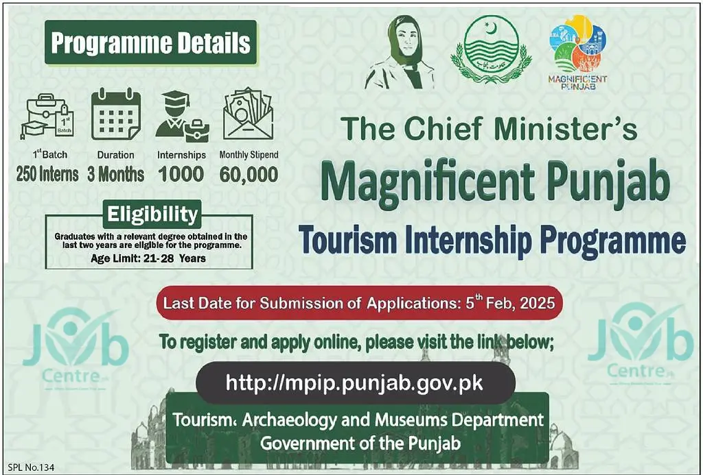 CM Punjab Tourism Internship Program 2025 Advertisement