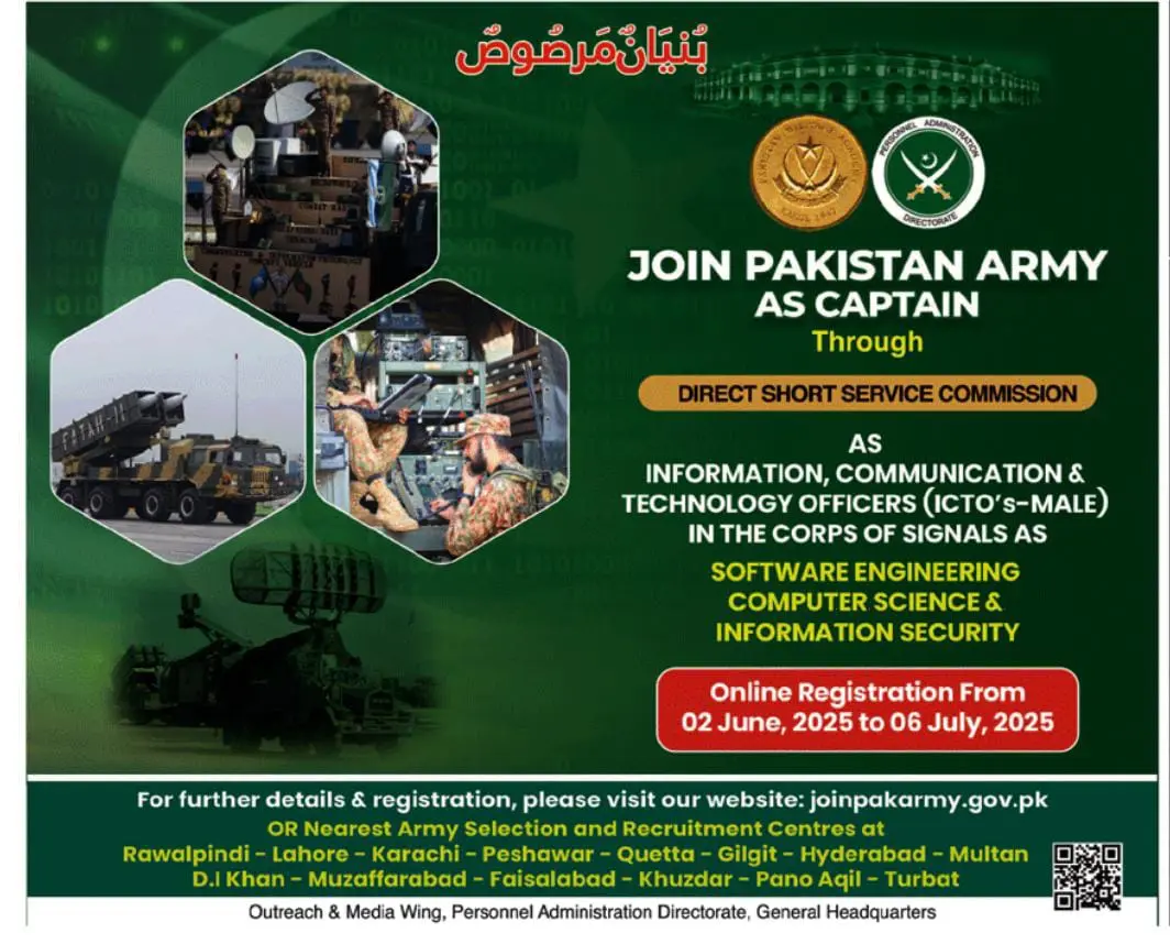 Join Pak Army as Captain Jobs 2025 Latest Advertisement