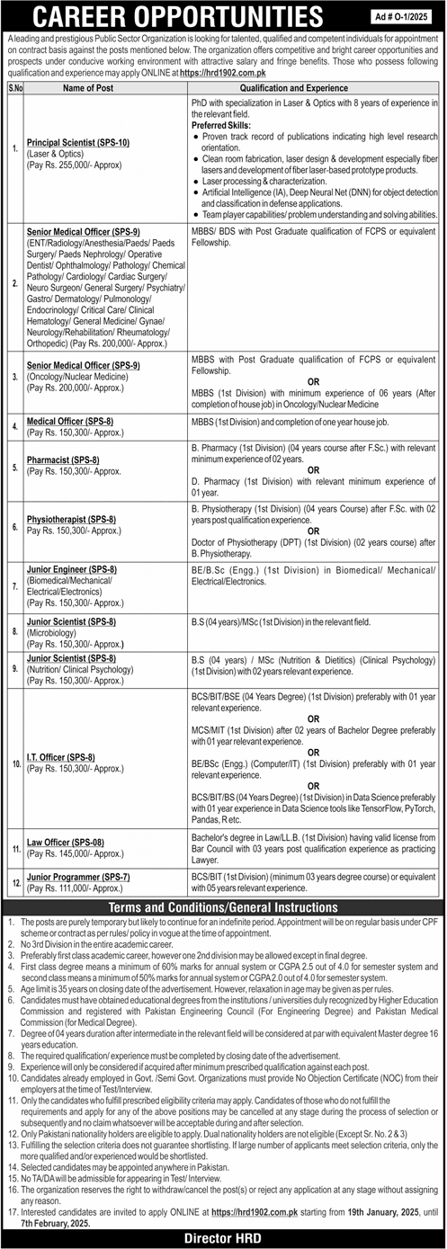 Latest Public Sector Organization Jobs 2025 Advertisement