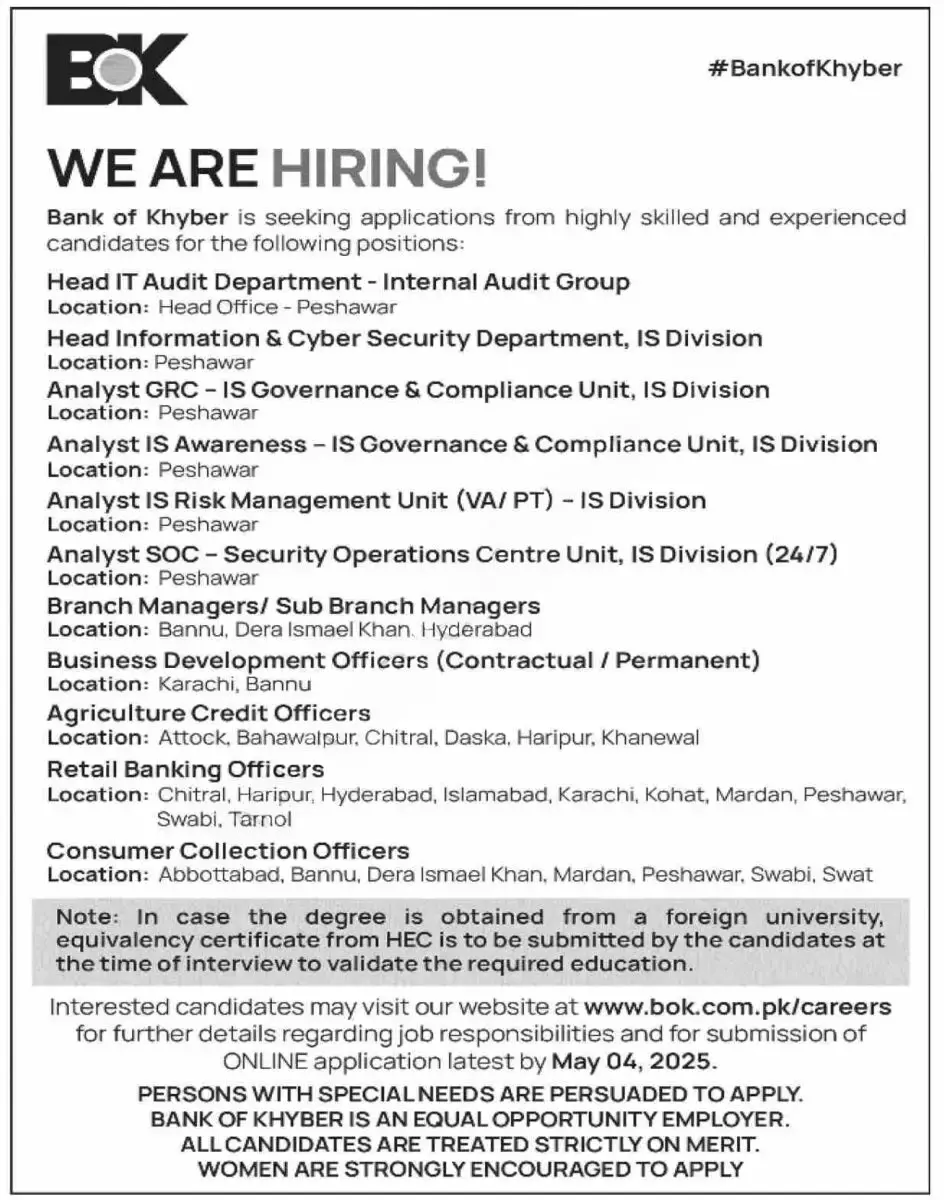 BOK Jobs 2025 Today Advertisement