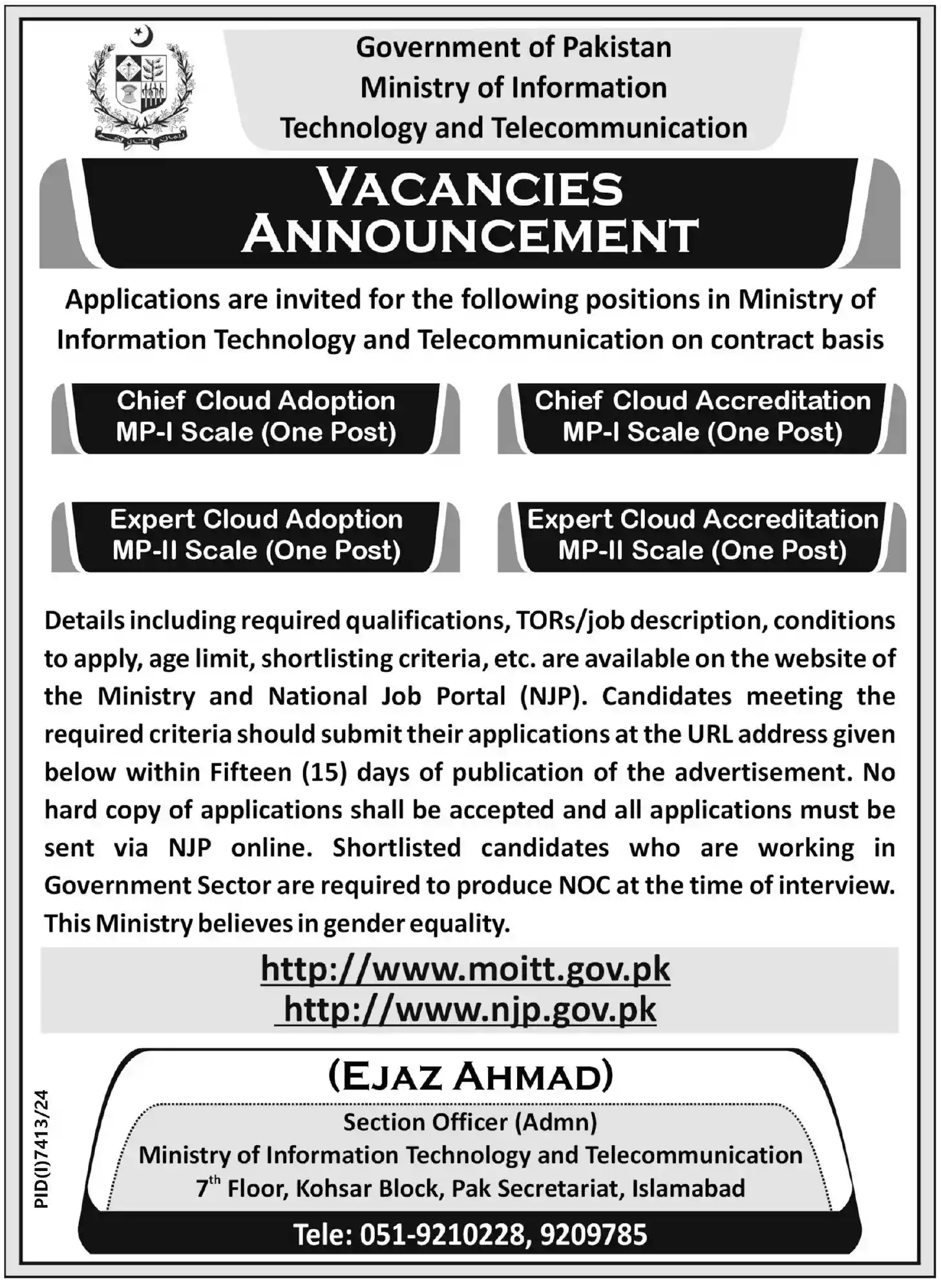 Latest  MOITT Jobs 2025 Latest Advertisement
