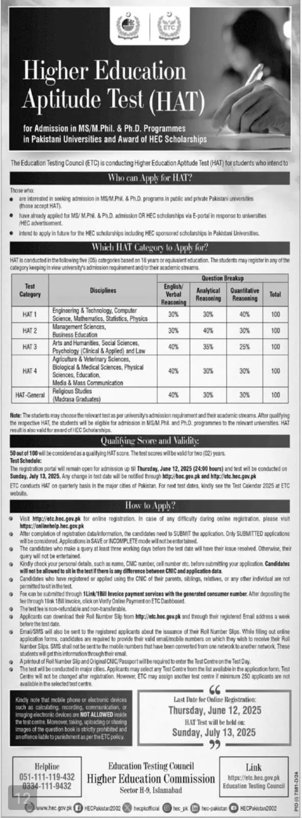 HEC Jobs 2025 Today Advertisement